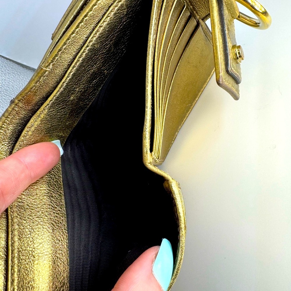 Gucci Abbey Line D-Ring Wallet GG Metallic with Coin Pocket Authentic Vintage - Picture 10 of 16